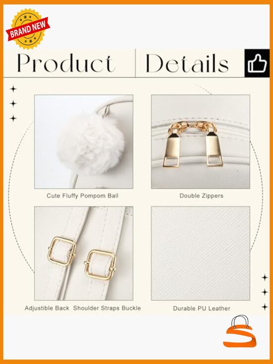 6pcs Mini PU Leather Backpack Purse Set Crossbody Wallet Set